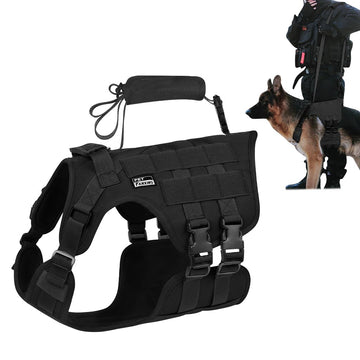 Qpets Tactical Dog Harness for Outdoor Adventures with Quick Release Buckles & Lifting Handle | Oxford Cloth Vest for Medium Large Dogs 30–45kg image