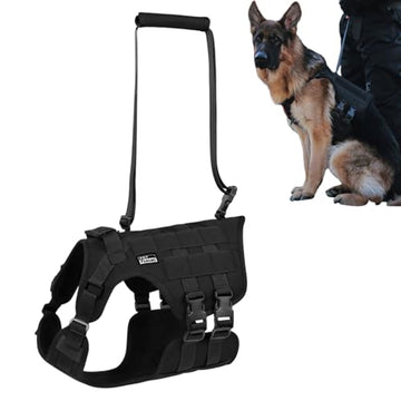 Qpets Tactical Dog Harness for Medium Sized Dog Vest Harness with Pocket, D Ring & Lifting Handle | Breathable Oxford Cloth, 20-30kg image