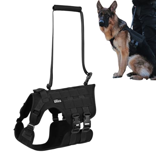 Qpets Tactical Dog Harness for Medium Sized Dog Vest Harness with Pocket, D Ring & Lifting Handle | Breathable Oxford Cloth, 20-30kg image