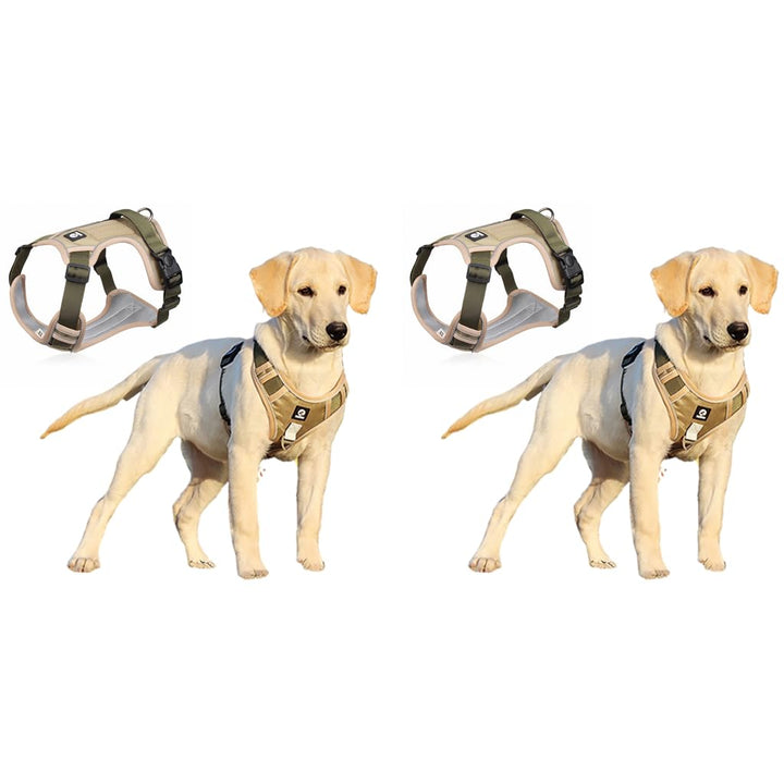 Qpets Dog Harness for Large Dogs with Dual Metal Buckles and Reflective Strips | Khaki XL 2PCS image