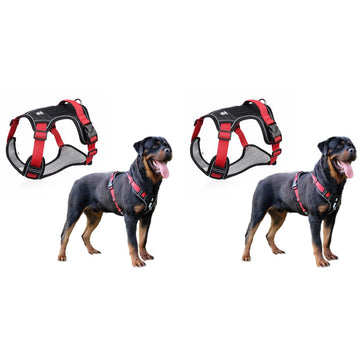 Qpets Dog Harness for Large Dogs 22.5–45kg with Reflective Strips and Control Handle | Red Oxford Vest 2PCS image