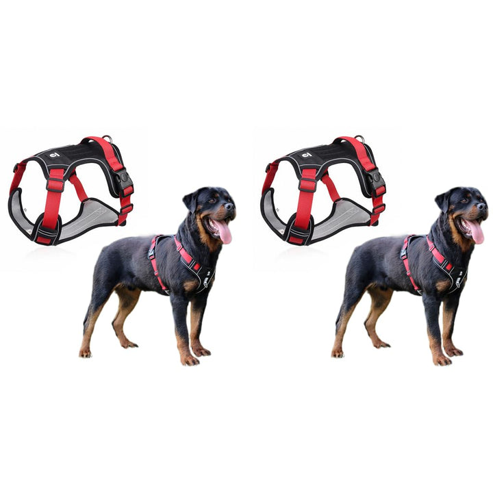 Qpets Dog Harness for Large Dogs 22.5–45kg with Reflective Strips and Control Handle | Red Oxford Vest 2PCS image