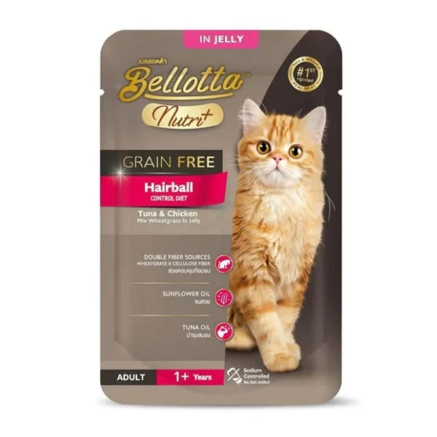 Bellotta Nutri+ Hairball Tuna & Chicken Mix Wheatgrass In Jelly Adult Cat Gravy Pouch
