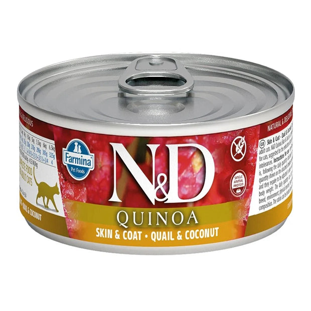 Farmina N&D Quinoa Skin And Coat Quail And Coconut Grain Free Adult Cat Tin