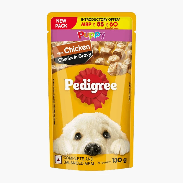 PEDIGREE® Chicken Chunks Gravy Dog Food Pouch 130 gm