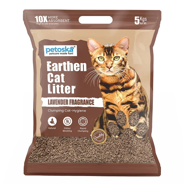 Petoska Earthen Cat Litter - 5Kg | Lavender, Mineral Sand