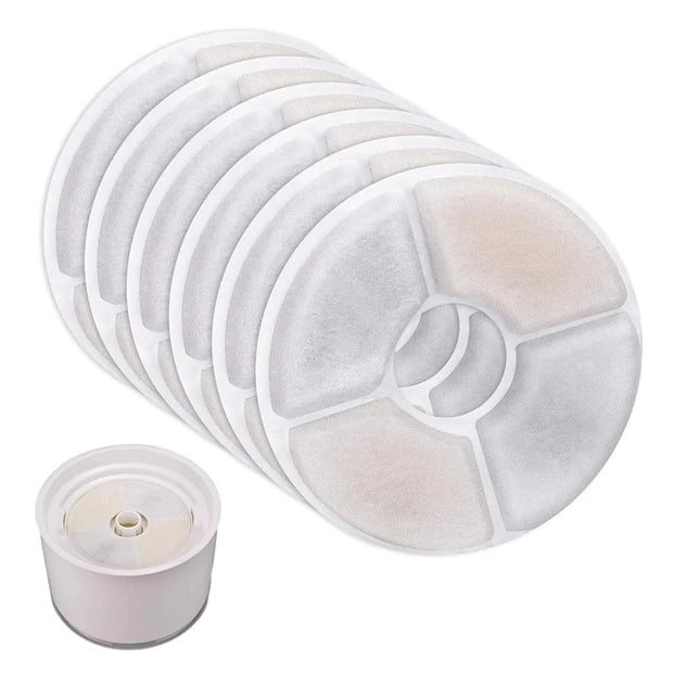 Qpets Cat Water Fountain Filter Replacement 6 pcs for 2.4L Fountain with Triple Filtration System