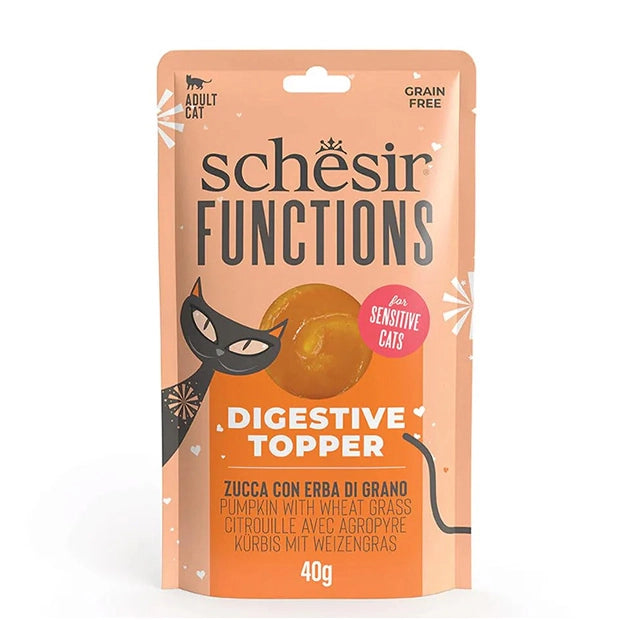 Schesir Functions Digestive Topper Food for Sensitive Adult Cats Pumpkin with Wheat Grass