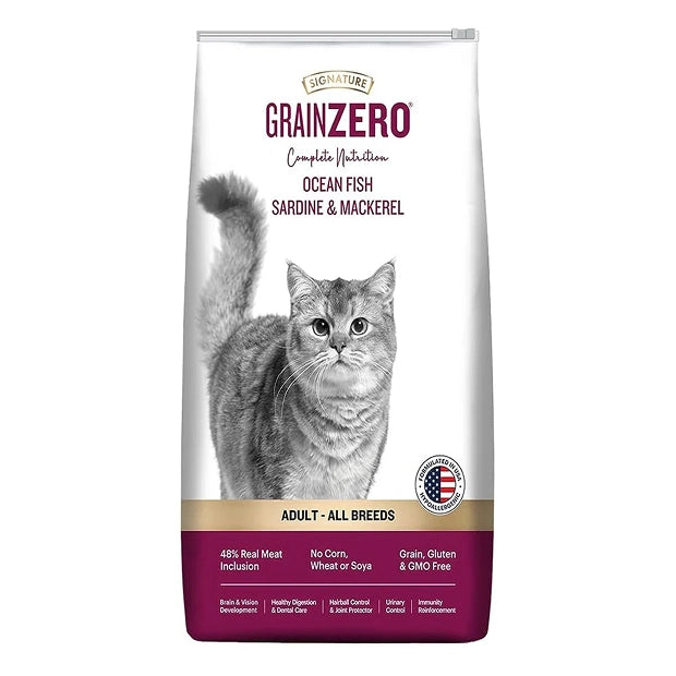 Signature Grainzero Adult All Breed Ocean Fish Sardine & Mackerel Cat Dry Food