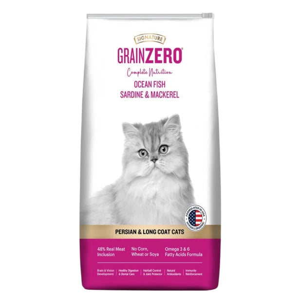 Signature Grainzero Persian & Long Coat Ocean Fish Sardine & Mackerel Cat Dry Food