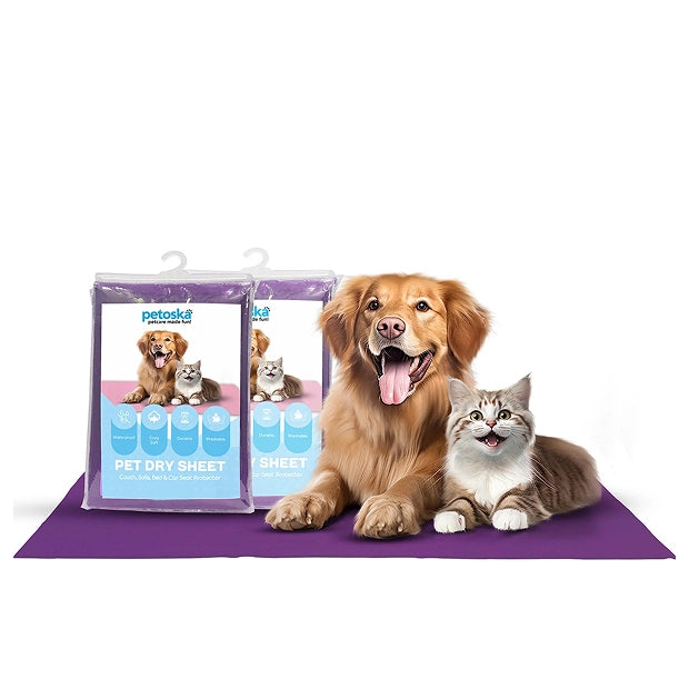 Petoska Washable & Reusable Pet Pee Pads – Medium Size (100cm x 70cm), Plum – Pack of 2