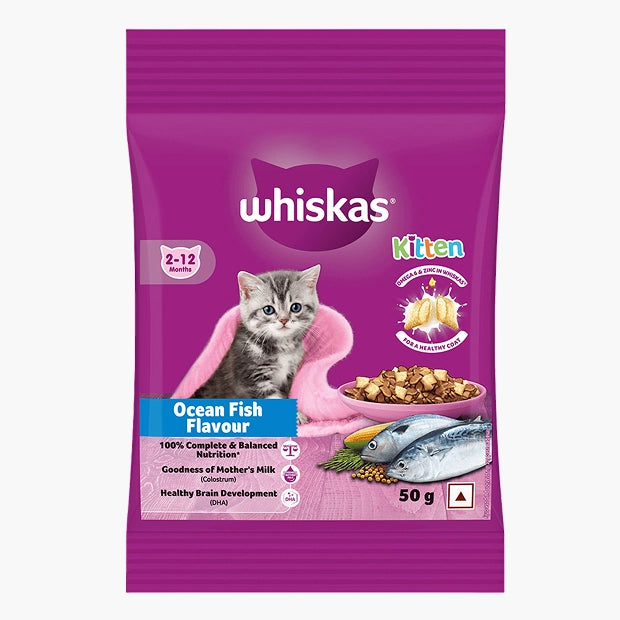 WHISKAS Kitten Dry Food, Ocean Fish with Milk